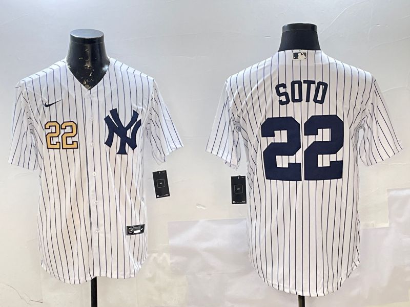 Men New York Yankees #22 Soto White Stripe Game 2025 Nike MLB Jersey style 3->new york yankees->MLB Jersey